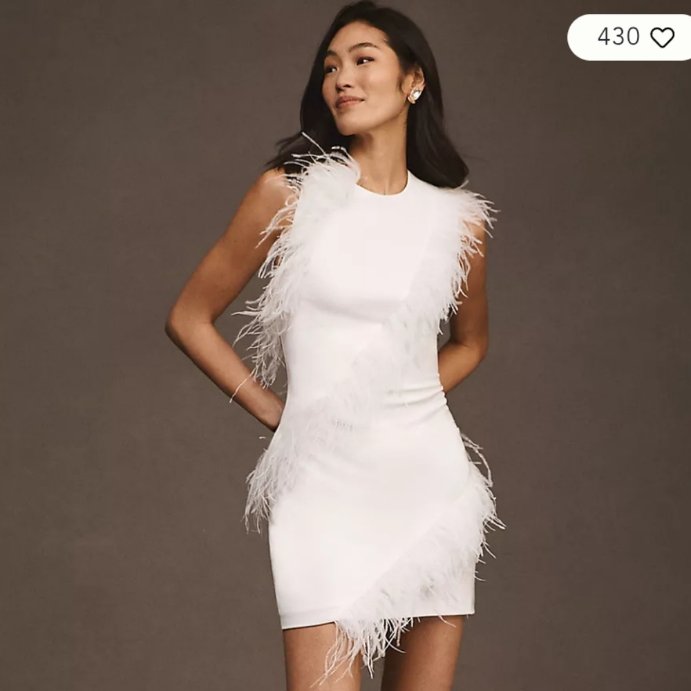 Elegant White Feathered Dress